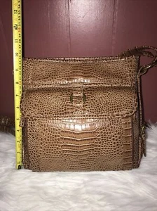 Coldwater Creek Faux Croc Adjustable Strap Shoulder Cross Body Purse Brown - Picture 1 of 12