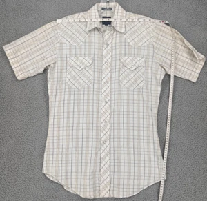 Running S Men's Western Pearl Snap Short Sleeve Shirt White and Gold Size 15 - Picture 1 of 13