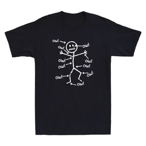 Ow Ow Ow Funny Chronic Pain Scream Character Graphic Men's Short Sleeve T-Shirt - Picture 1 of 8