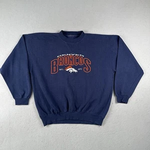 Lee Denver Broncos Sweatshirt Men’s XL Blue Embroidered Crew Neck Sweatshirt - Picture 1 of 19