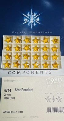 Swarovski 6714 Colgantes Estrella 20mm TOPACIO 48 piezas Paquete Sellado de Austria Foto 1 de 3