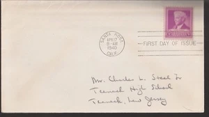 1940 FDC Luther Burbank lila 3 Cent Briefmarke/Umschlag Santa Rosa, ca - Bild 1 von 2