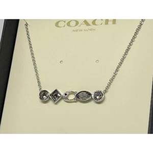 Coach Swarovski Crystal Necklace Silver Tone Stunning Chic Designer Elegant NWT - Picture 1 of 16