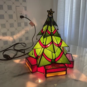 Tiffany Christbaumlampe Weihnachtsdeko leuchtet Buntglas - Bild 1 von 6