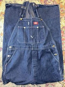 Dickies Overalls Blue Denim 38x34 Dark Wash Outdoor Farmers Workwear - Picture 1 of 2
