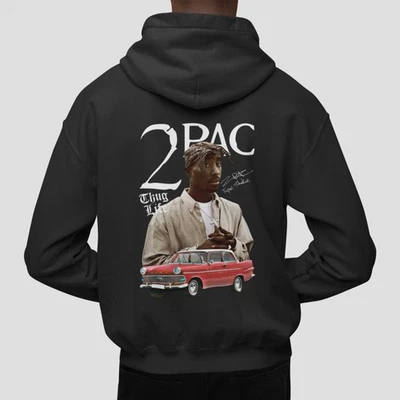 Sudadera con Capucha 2Pac Thug Life Tupac Shakur Rap Legend Vintage Streetwear Gráfico Top Foto 1 de 4