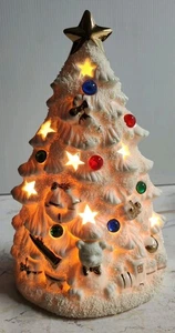 "Lámpara de árbol de Navidad de cerámica International Bazaar de 10""" - Imagen 1 de 9