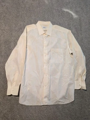 Brioni Shirt Mens 45 17 3/4 White Cotton Dress Made In Italy  - Image 1 of 4