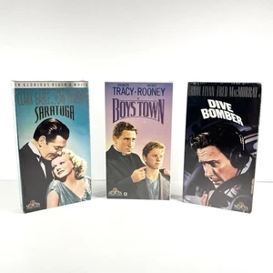 Golden Age Of Hollywood Lot Of 3 VHS Tapes- Saratoga, Boys Town & Dive Bomber - Picture 1 of 4
