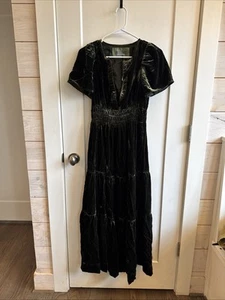 Anthropologie Olive Green Somerset Velvet Maxi Dress XS - Picture 1 of 7
