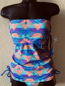 Arizona Jean Co 2 Piece Swimsuit Tankini Hipster MEDIUM Blue Purple Teal NEW - Picture 1 of 10
