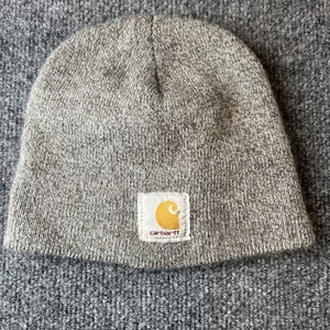 Carhartt Beanie Hat Mens One Size Black Knit A205 Gray Grunge Skater USA Made - Picture 1 of 6