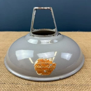 VINTAGE INDUSTRIAL 9" 'COOLICON' GREY ENAMEL LIGHTING LIGHT SHADE - Picture 1 of 8