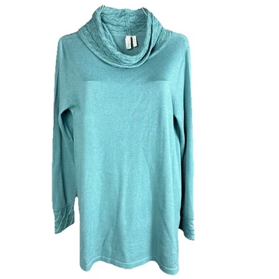 Sahalie针织圆领套衫蓝色蓝绿色毛衣女式中号 — 第 1/4 张图片