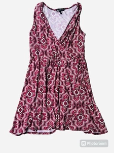 Derek Heart Women’s Sleeveless Summer Wrap Dress Short Floral Pinks And White - Picture 1 of 4