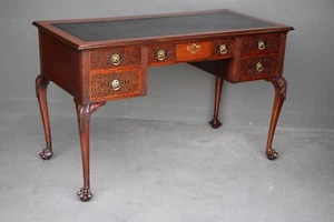Antique Chippendale writing desk leather inlay Bureau Plat carved Georgian 1905 - Picture 1 of 19