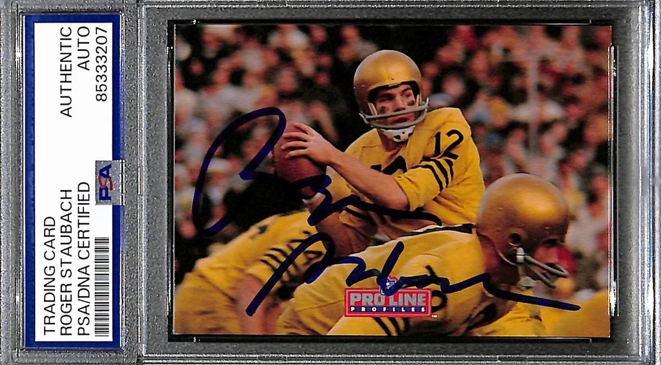 Roger Staubach HOF Signed/Auto 1992 Pro Line Profiles #2 Navy Cowboys PSA 190931 - Image 1 of 1