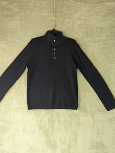 Banana Republic Pullover Herren Medium Navy Extrafeine Italienische Merinowolle Henley - Bild 1 von 10