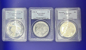 1983- D P S (3) COIN SET PCGS MS & PR69 OLYMPIC Commemorative Silver Dollars $1