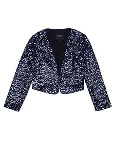 JUICY COUTURE GIRLS BLUE CROP SEQUIN JACKET ORG. $128.00 SIZE 12 BNWT - Picture 1 of 3