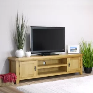 Arklow Oak Extra Large TV Stand / 180cm Solid TV DVD Cabinet Storage Unit - Picture 1 of 6