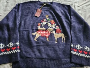 NEW WOMEN'S NEXT JUMPER SIZE L 16-18 CHRISTMAS 🎄✨️DOGS DACHSHUND 2024 - Picture 1 of 18