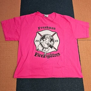Freshmen Firefighter 2015 Cropped Cutoff T-Shirt Adult Medium Pink V8a - Picture 1 of 9