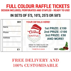 1000 PRINTED PERSONALISED RAFFLE PRIZE DRAW TICKETS, EVENTS - Picture 1 of 1