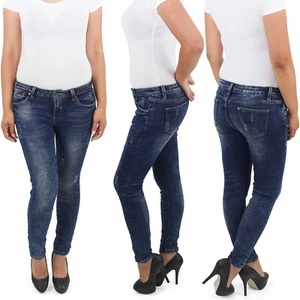 Damen Skinny Hüftjeans Hose Hüfthose Röhrenjeans Slim Fit Jeans Mit rissen Blau - Bild 1 von 4