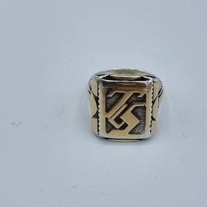 Herren Art Deco Ring Silber 900 & Gold Gr. 64 Mono: TS, Victor Richter Saarbrü - Bild 1 von 7