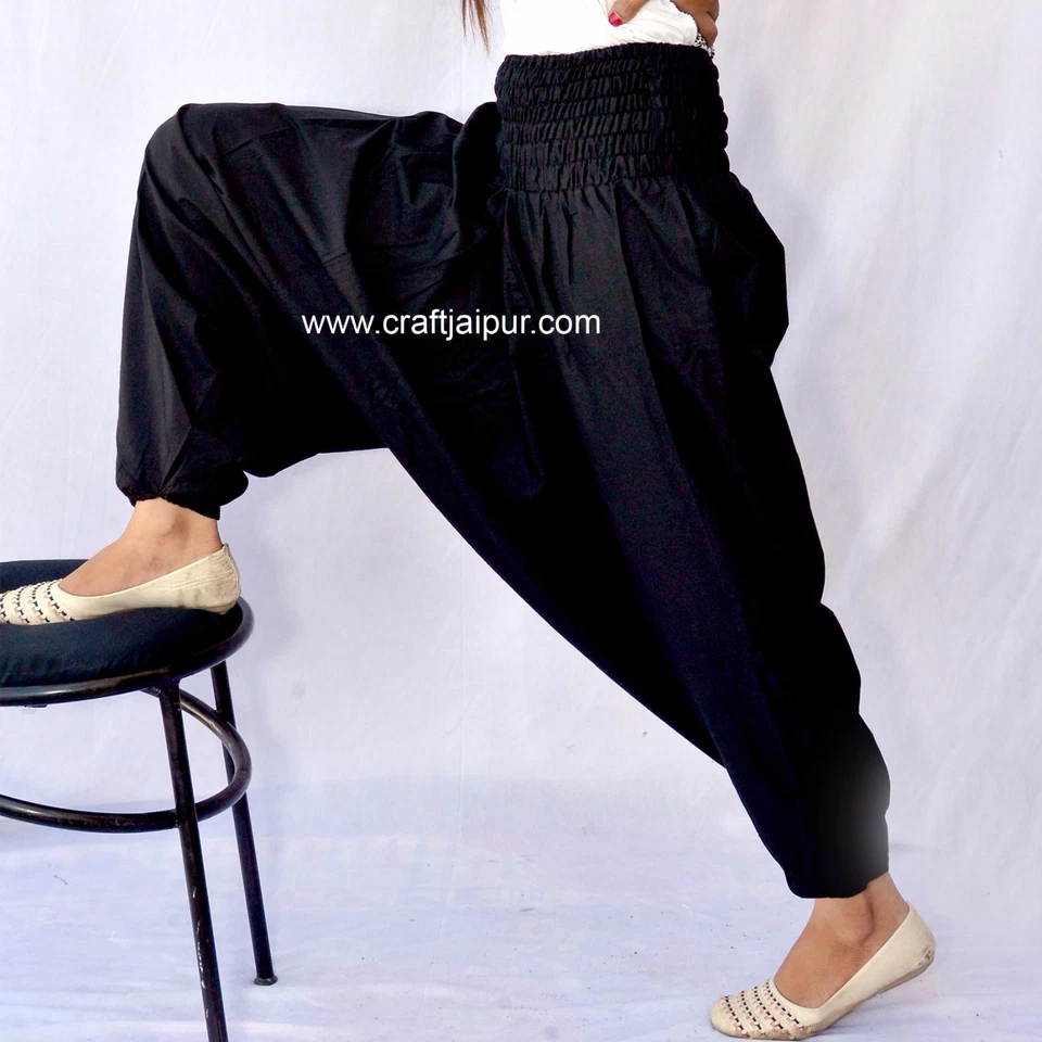Men & Women Harem Pants Cotton Yoga Afagani Baggy Geni Indian Aladdin Trouser - Image 1 of 1