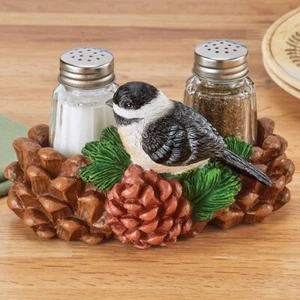 Juego de 3 piezas de sal y pimienta Chickadee pintado a mano - Imagen 1 de 1