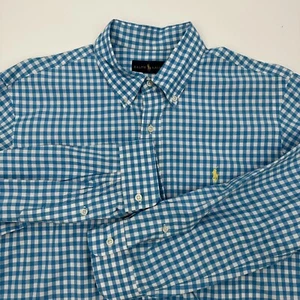 Camisa Ralph Lauren Azul Blanco Búfalo Cuadros Abotonada Manga Larga Talla XL - Imagen 1 de 7