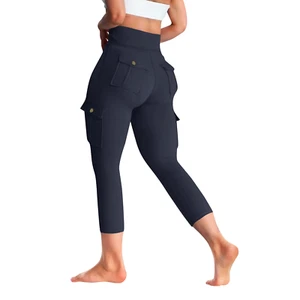 Womens Butt Lifting Sporty Leggings Casual High Waist Solid Cargo Leggings Summe - Picture 1 of 13