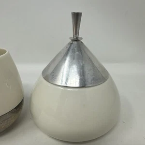 Midcentury Modern Towle Cream & Sugar Bowl Sterling Silver Enamel Lenox 465 466 - Picture 1 of 16