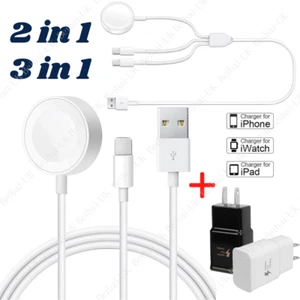 3 in 1 USB Magnetic Charging Cable For Apple Watch iWatch 6/5/4/3/2 iPhone 8 XS - Picture 1 of 17