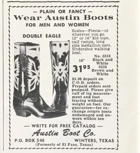 Austin Boot Co 1963 Invernali TX PRINT AD Doppia Aquila per Uomo o Donna - Foto 1 di 1