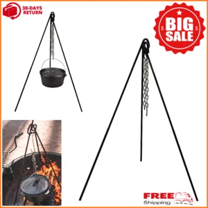 Outdoor Cooking Tripod Campfire Holder Portable Heavy Duty Steel Picnic Camping - Picture 1 of 9