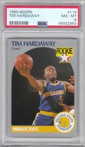 1990 Hoops Basketball Warriors Tim Hardaway Rookie RC Card #113 PSA 8 NM-MT QTTY - Picture 1 of 2