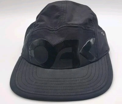 OAKLEY Skull Military Hat Cap Black Strap All Black OAK Spell Out Air Flow - Image 1 of 4