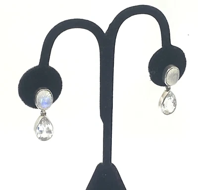 Pendientes STEPHEN DWECK únicos de plata de ley/piedra lunar 925 y cuarzo Foto 1 de 4