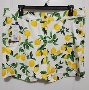 Isaac Mizrahi New York Lemon Print Chino Shorts Sz 16