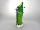 Vintage Green Pulled Vase probably Czech or Murano 1