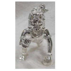 Laddu Gopal Idol In Pure 925 Silver / Ladoo Gopal Statue In Silver - Picture 1 of 1