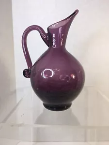 Jarra de colección de vidrio arco iris soplado a mano vidrio crujido amatista púrpura 8,25"" arte - Imagen 1 de 9