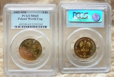 2002 MW 2 Zlote Poland PCGS MS65 World Cup  - Image 1 of 4