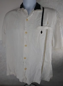 Nat Nast 100 % Silk Shirt Men's M Button Up White Short Sleeve Used - Picture 1 of 6