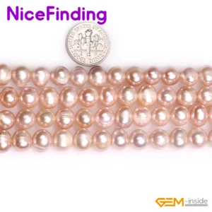 Cuentas redondas de perlas de agua dulce de 7-8 mm para joyería artesanía hilo suelto de 15"" - Imagen 1 de 28
