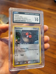 CGC 10 GEM MINT ERROR Hoothoot Stamp Holo 59/115 Ex Unseen Forces Pokemon Card - Picture 1 of 3
