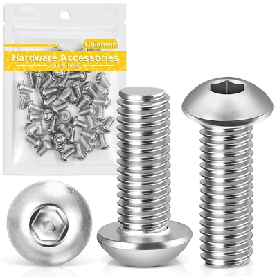 Viti a Testa Bombata M6 X 12 Mm, 50 Pezzi, in Acciaio Inox 304, a Testa Tonda Pi - Immagine 1 di 4